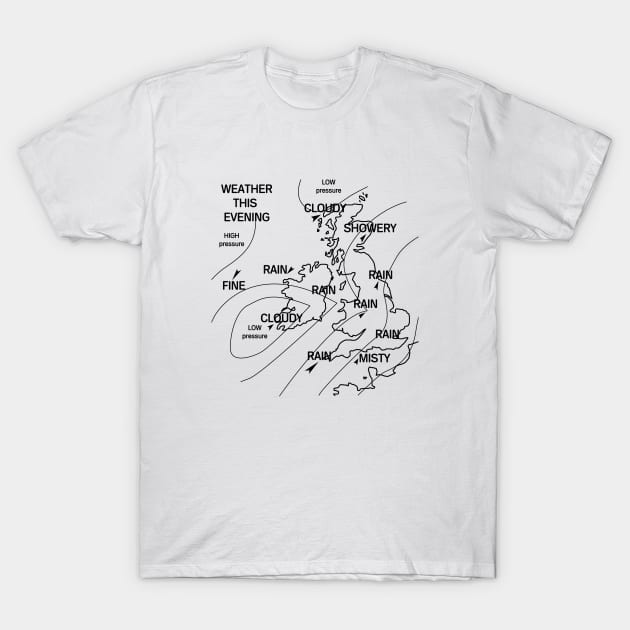 UK Weather Map T-Shirt by dumbshirts